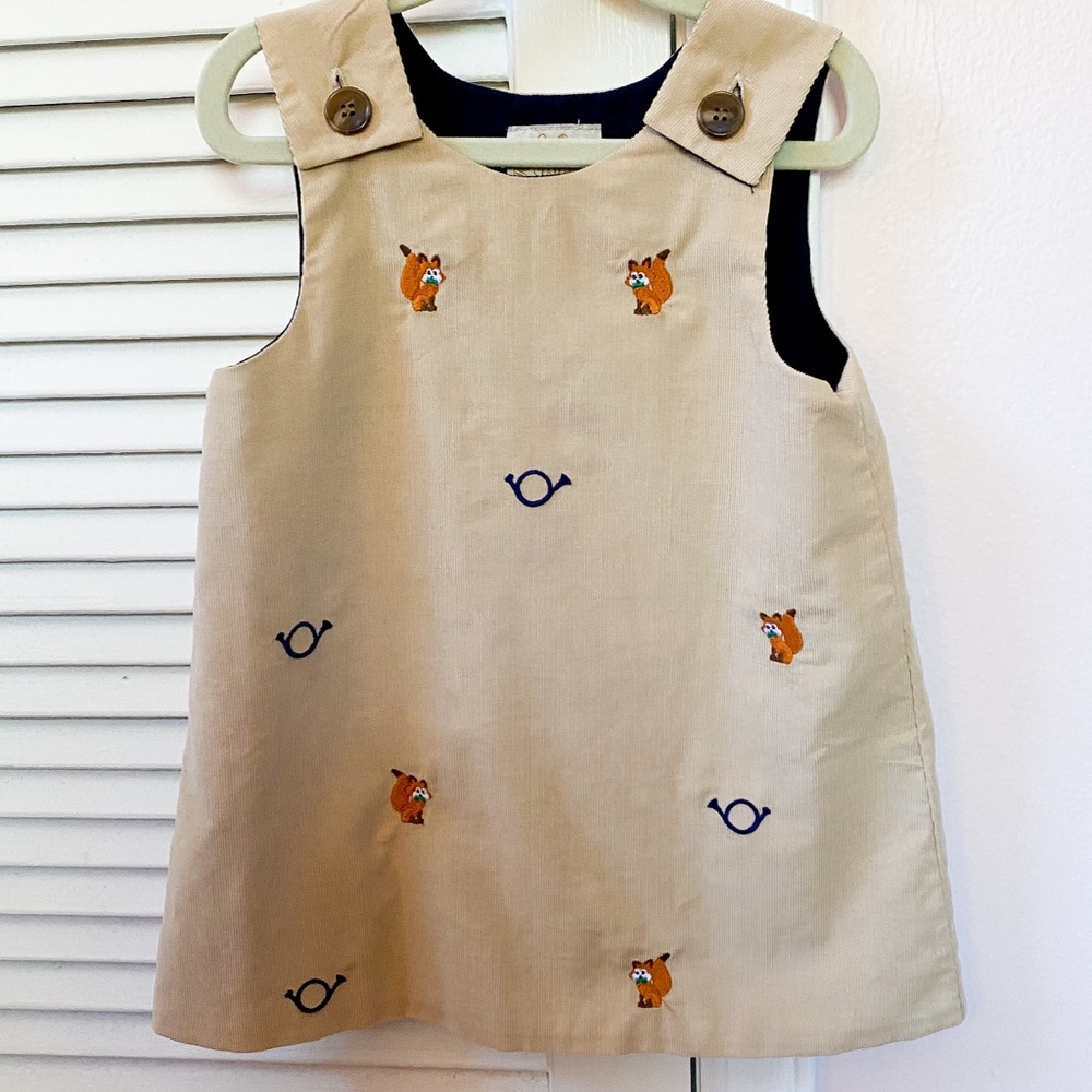 TBBC 3T Juliet Jumper in Keeneland Khaki Cord w/ Fox & Horn Embroidery - VGUC